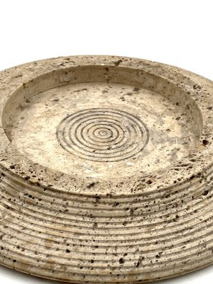 Travertine Grooved Vide Poche / Centerpiece / Ashtray, Cerri Nestore, Italy, 1970s-TXN-1786815