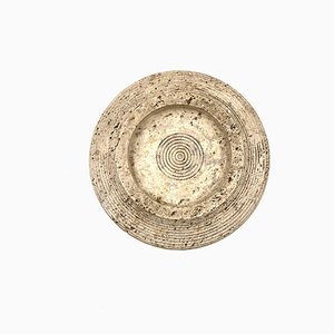 Travertine Grooved Vide Poche / Centerpiece / Ashtray, Cerri Nestore, Italy, 1970s-TXN-1786815