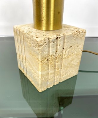 Travertine Marble & Brass Table Lamp from Fratelli Mannelli, Italy, 1970s-LYQ-1171591