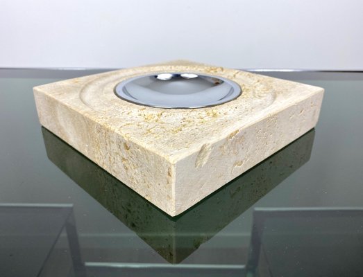 Travertine Marble Table Ashtray from Fratelli Manelli, Italy, 1970s-LYQ-1171581