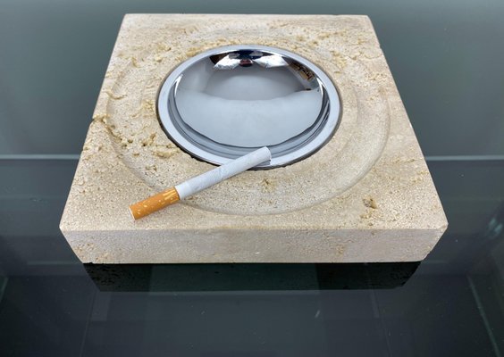 Travertine Marble Table Ashtray from Fratelli Manelli, Italy, 1970s-LYQ-1171581