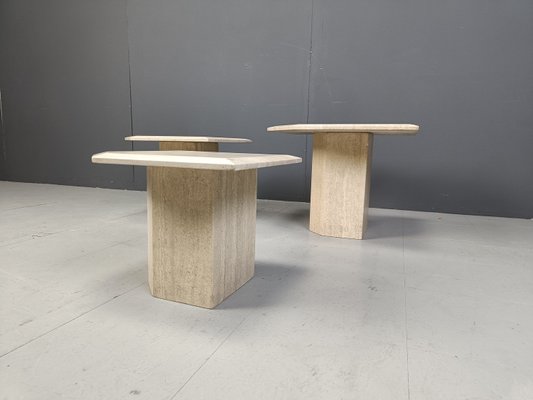 Travertine Nesting Tables, 1970s, Set of 3-IRH-2027660