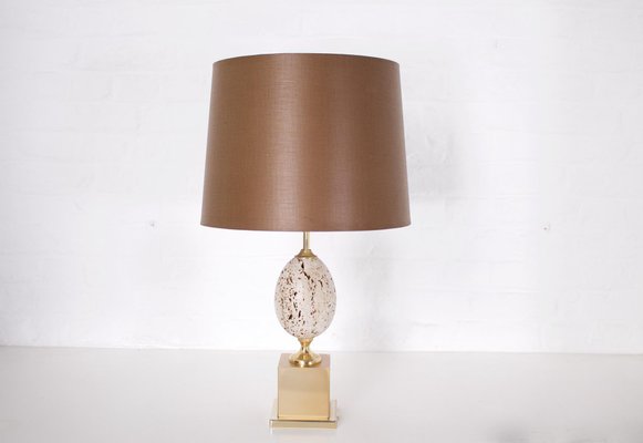 Travertine Ostrich Egg Table Lamp-OWS-1190446