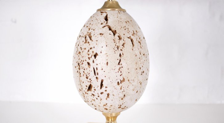 Travertine Ostrich Egg Table Lamp-OWS-1190446