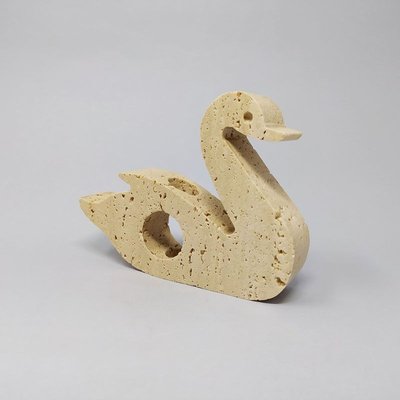 Travertine Swan Sculpture by Enzo Mari for F.lli Mannelli, Italy, 1970s-QGR-811000