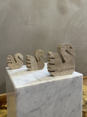 Travertine Swan Sculptures by Enzo Mari for Fratelli Mannelli, 1970s, Set of 3-ORR-1811546