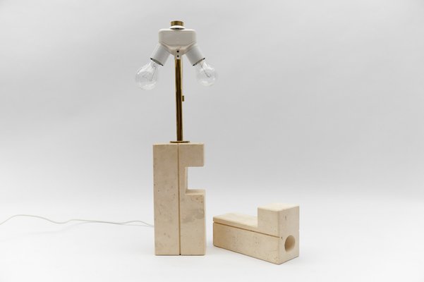 Travertine Table Lamp by Giuliano Cesari for Nucleo Sormani, 1960s-KQB-1732097