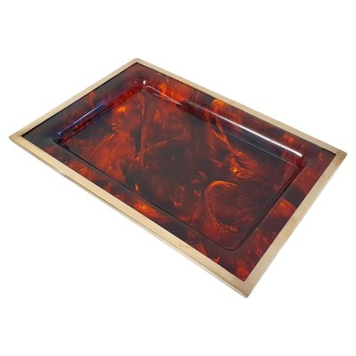 Tray in Faux Tortoise Acrylic Glass, Italy, 1970s-FO-1765689