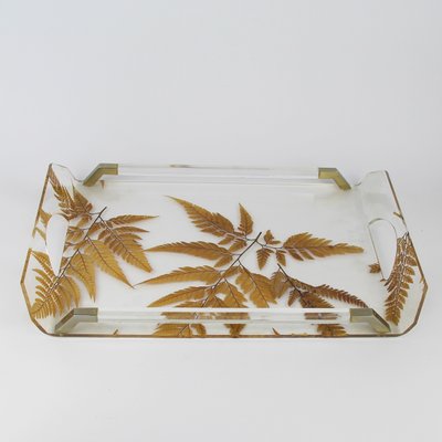 Tray in Methacrylate with Dry Leaves in the Style of Aldo Tura-NE-1141819