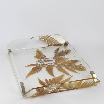 Tray in Methacrylate with Dry Leaves in the Style of Aldo Tura-NE-1141819