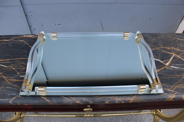 Tray with Light Mirror and Brass, Italy, 1970s-EH-1722704