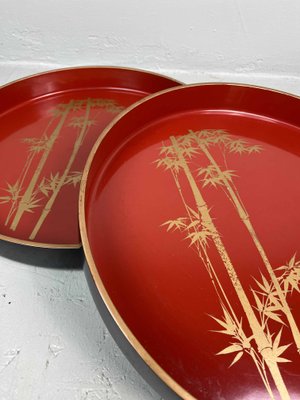 Trays in Lacquered Wood with Bamboo Decoration, 1970s, Set of 2-DWL-1438376