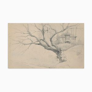 Tree and House - Charcoal by E.-L. Minet - Early 1900 Early 20th Century-ZCI-755537