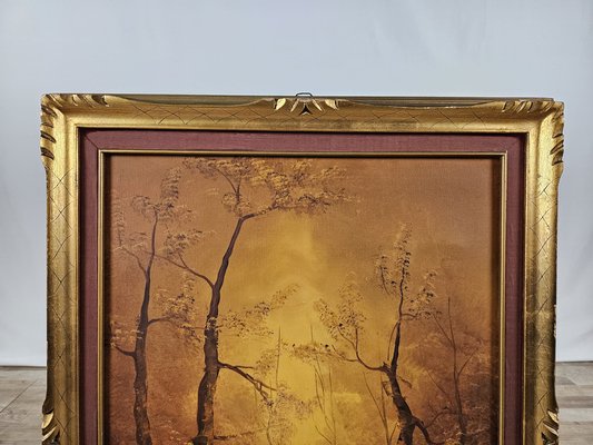 Trees at Sunset, 20th Century, 1970s, Oil on Canvas, Framed-ZUW-1786532