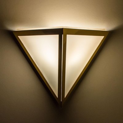 Triangle Glass Wall Light from Limburg, 1970s-VDW-1300440