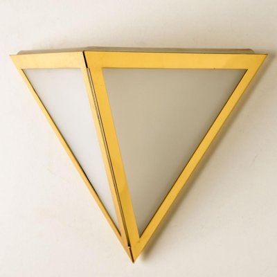 Triangle Wall Lights in White Glass and Brass from Glashütte Limburg, 1970s-VDW-1330973