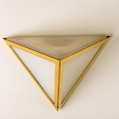 Triangle Wall Lights in White Glass and Brass from Glashütte Limburg, 1970s-VDW-1330973