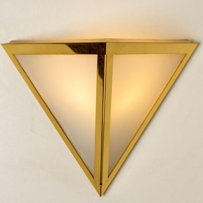 Triangle Wall Lights in White Glass and Brass from Glashütte Limburg, 1970s-VDW-1330973