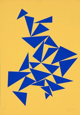 Triangles on Yellow - Original Screen Print by Lia Drei - 1970 ca. 1970 ca.-ZCI-760927