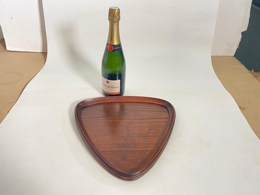 Triangular Brown Platter or Tray in Wood, 1960s-UR-1746566