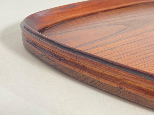 Triangular Brown Platter or Tray in Wood, 1960s-UR-1746566