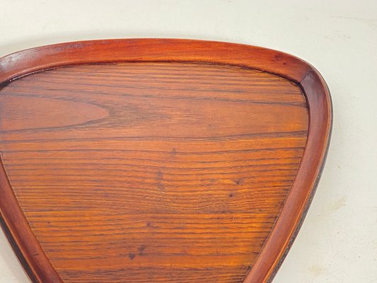 Triangular Brown Platter or Tray in Wood, 1960s-UR-1746566