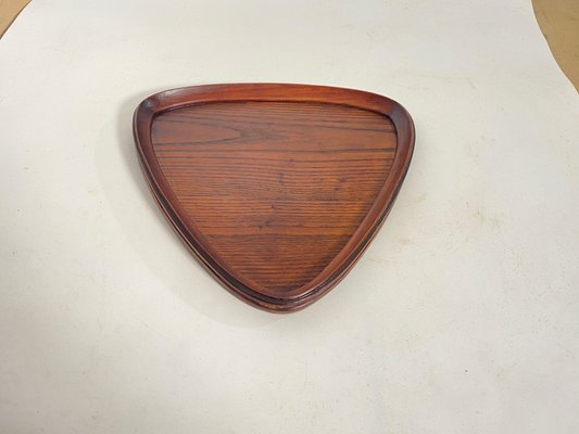 Triangular Brown Platter or Tray in Wood, 1960s-UR-1746566