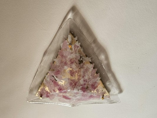 Triangular Ceiling Chandelier in Pink and Transparent Murano Glass, 1970s-ZUW-1799523