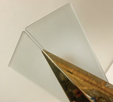 Triangular Glass & Brass Sconces from Hustadt, Germany, 1970s, Set of 2-WZZ-1816444