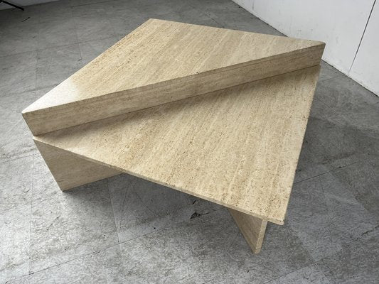 Triangular Travertine Coffee Tables attributed to Up & Up, 1970s, Set of 2-IRH-1703491