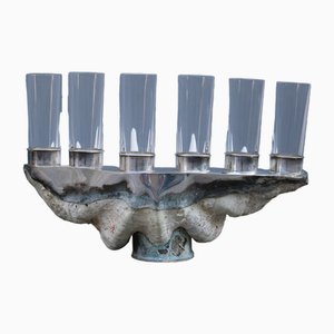 Tridacna Champagne Tray Oysters in Crystal Glasses by Gabriella Binazzi, 1970s-EH-1722708