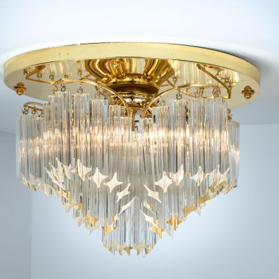 Triedri Crystal Gold-Plated Flush Mount from Venini, Italy-VDW-873870