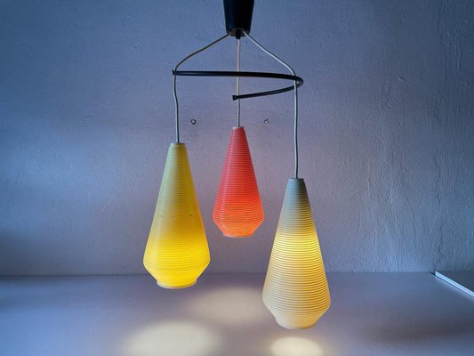 Triple Rotaflex Shade Pendant Lamp, Germany, 1960s-RDS-1446332