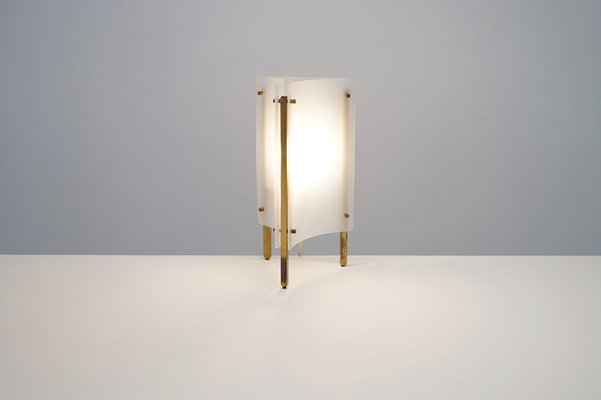 Tripod Brass and Acrylic Glass Table Lamp from Asselbur, 1950s-WCH-1014944