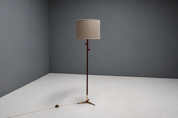 Tripod Floor Lamp attributed to Fog & Mørup Made of Teak and Brass, Denmark, 1960s-QT-1717799