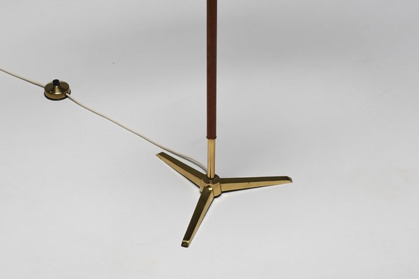 Tripod Floor Lamp attributed to Fog & Mørup Made of Teak and Brass, Denmark, 1960s-QT-1717799