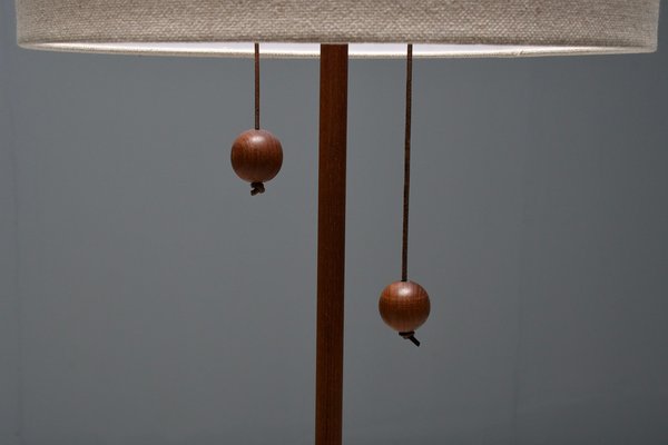 Tripod Floor Lamp attributed to Fog & Mørup Made of Teak and Brass, Denmark, 1960s-QT-1717799