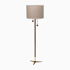 Tripod Floor Lamp attributed to Fog & Mørup Made of Teak and Brass, Denmark, 1960s-QT-1717799