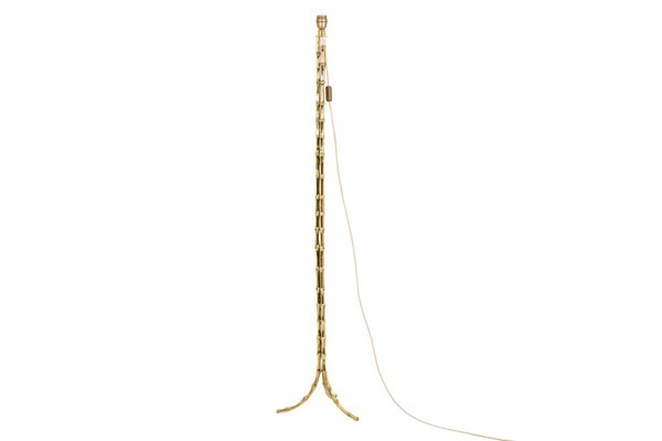 Tripod Floor Lamp in Faux Bamboo and Gilt Bronze from Maison Baguès, 1970s-CEJ-996149