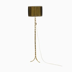 Tripod Floor Lamp in Faux Bamboo and Gilt Bronze from Maison Baguès, 1970s-CEJ-996149