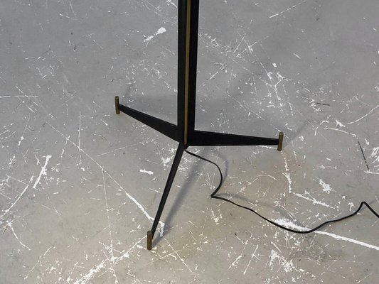 Tripod Lamp in Black Lacquered Metal and Golden Brass, 1950-NLF-1719365