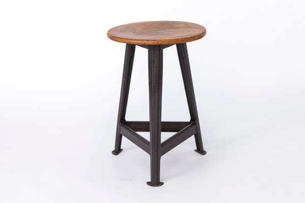 Tripod Stool with Beech Top from Rowac, 1950s-DOM-2032120