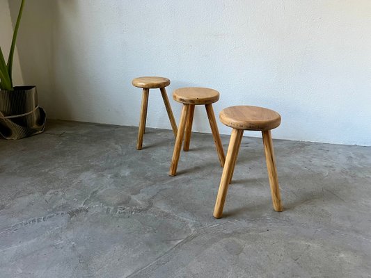 Tripod Stools by Charlotte Perriand, 1970s, Set of 3-WKI-2027607