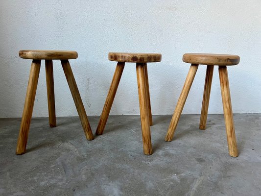 Tripod Stools by Charlotte Perriand, 1970s, Set of 3-WKI-2027607