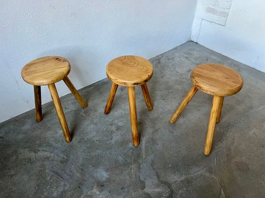 Tripod Stools by Charlotte Perriand, 1970s, Set of 3-WKI-2027607