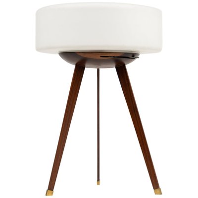 Tripod Table Lamp in Teak, Opaline Glass and Brass in the style of Stilnovo, Italy, 1960s-LYQ-1791333