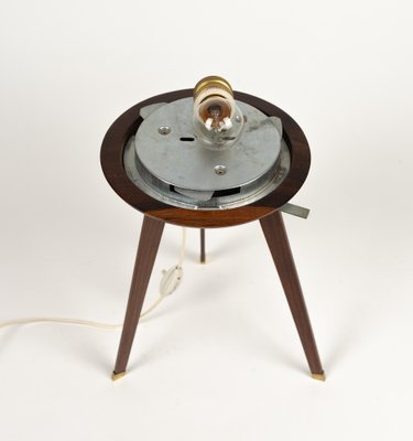 Tripod Table Lamp in Teak, Opaline Glass and Brass in the style of Stilnovo, Italy, 1960s-LYQ-1791333