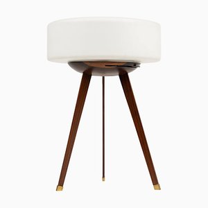 Tripod Table Lamp in Teak, Opaline Glass and Brass in the style of Stilnovo, Italy, 1960s-LYQ-1791333