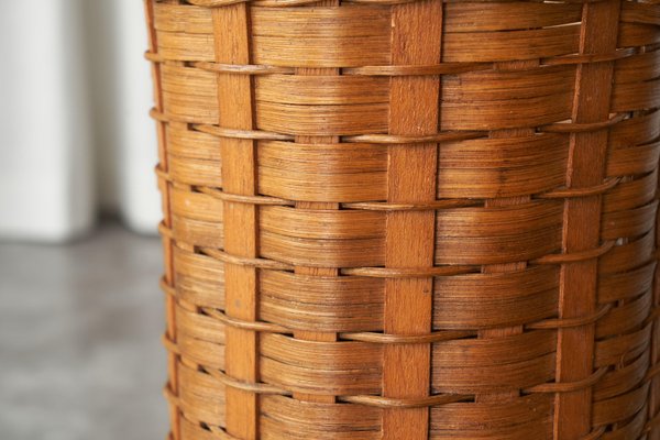 Tripod Umbrella Stand in Rattan and Metal, 1940s-FEW-2024205