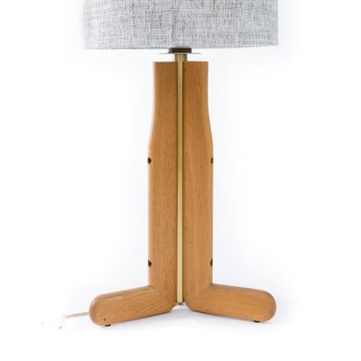 Tripod Wood and Brass Table Lamp, 1980s-FSD-625426